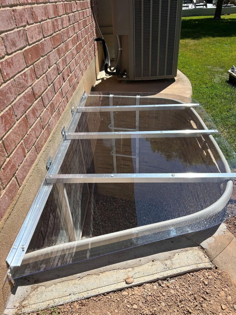 A window with an integrated glass door enhancing visibility and access to the outdoor area